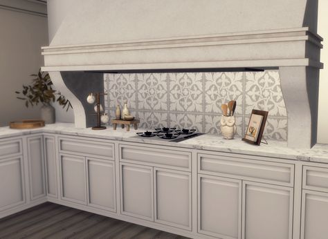 Sims 4 Stove Cc, Pinkbox Anye, Bloxburg Dream House, Stove Range Hood, Stove Range, Kitchen Clutter, Sims4 Cc, Range Hood, Custom Content