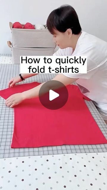 Tee Shirt Folding Hack, Folding T Shirts For Drawers, How To Fold Nightgowns, Folding Tshirt To Save Space, Folding T Shirts To Save Space, Folding Clothes To Save Space Shirts, How To Fold Tshirts Drawers, How To Fold Tank Tops, How To Fold Tshirts