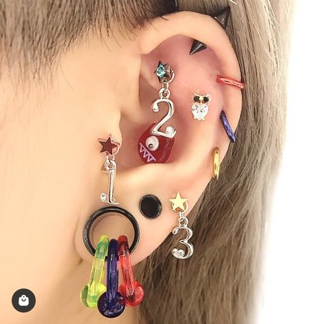 Piercing Combos, Mod Jewelry, Ear Art, Cool Ear Piercings, Pretty Ear Piercings, Cool Piercings, Cute Piercings, Body Jewelry Piercing, Piercing Ideas