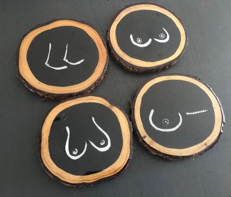 Circle Coaster Painting Ideas, Cute Coaster Painting Ideas, Feminist Artwork, Handpainted Coasters, Hand Painted Coasters, Wood Paintings, Paint Inspo, Minimalistic Art, Wood Slice Crafts