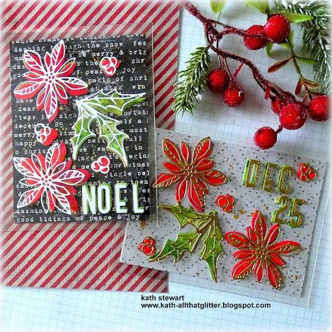 Kath's Blog......diary of the everyday life of a crafter: Tim Holtz/Sizzix Seasonal Sketch Sizzix Christmas, Acetate Cards, Tim Holtz Dies, Thinlits Dies, Tim Holtz Cards, Tim Holtz Sizzix, Merry Happy, Poinsettia Flower, Distressed Painting