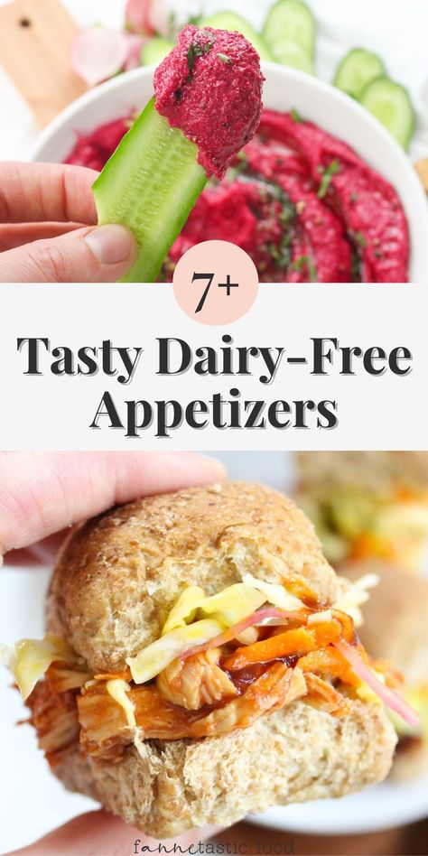 You don’t need dairy to prepare a delicious party or holiday appetizer spread! Below, I’m sharing the best easy dairy free appetizer recipes, including creamy hummus dips, chicken sliders, and more. Easy Dairy Free Appetizers For A Party, No Dairy Appetizers For Party, Dairy Free Hors D’oeuvres, Plant Based Appetizers Parties, Dairy Free Sliders, Nondairy Appetizer Recipes, Easy Dairy Free Appetizers, Dairy Free Apps, Dairy And Gluten Free Appetizers