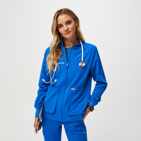 Royal Blue Scrubs, 2024 Ideas, Scrub Jackets, Figs Scrubs, Blue Scrubs, Grad School, Christmas 2024, Scrubs, Royal Blue