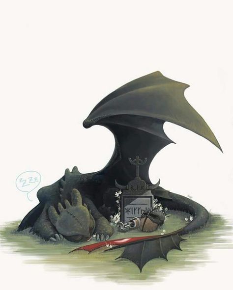 Toothless at Hiccup's grave sites Night Fury Dragon, Httyd Art, Hiccup And Toothless, Dreamworks Dragons, Httyd Dragons, Dragon Trainer, Dragon Rider, Night Fury, Hiccup