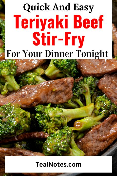 Looking for a simple and delicious dinner idea? Teal Notes presents the ultimate recipe for Teriyaki Beef Stir-Fry Made Simple. Are you craving the savory flavors of tender teriyaki beef paired with crisp broccoli? Look no further! This recipe will guide you through creating a mouthwatering teriyaki beef stir-fry that's packed with flavor and made with ease. Whether you're a fan of teriyaki beef and broccoli or teriyaki beef bowls, this recipe has got you covered. Beef And Broccoli Teriyaki Stir Fry, Easy Beef Stir Fry Recipes Simple, Easy Teriyaki Beef And Broccoli, Teri Beef Hawaiian Recipe, Teriyaki Beef Stir Fry Recipes Easy, Beef Stir Fry Crockpot Recipes, Steak Teriyaki Stir Fry, Terriaki Beef Stir Fry, Teriyaki Stir Fry Recipes