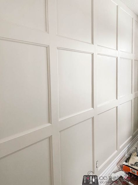 Gorgeous DIY Wainscoting you can do in a day! - 100 Things 2 Do Wall Wainscoting Ideas, Judges Paneling, Bathroom Storage Tower, Dresser Turned, Faux Wainscoting, Wainscoting Wall, How To Patch Drywall, Wainscoting Styles, Drawer Shelf