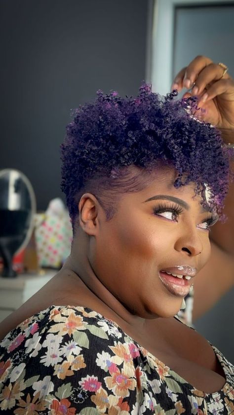 Purple Twa, Twa Styles, Curly Fro, Twa Hairstyles, Protective Hair, Tapered Hair, Mohawks, Natural Styles, Coily Hair