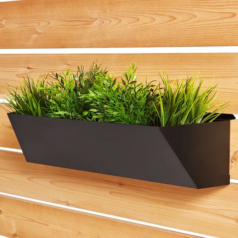 HOFT Solutions 24-in x 6.75-in Black Metal Hanging Wall Planter with Drainage Holes in the Pots & Planters department at Lowes.com Hoft Solutions, Wall Planters Outdoor, Metal Wall Planters, Hanging Wall Planters, Privacy Fence Designs, Steel Planters, Outdoor Privacy, Privacy Screen Outdoor, Privacy Screens