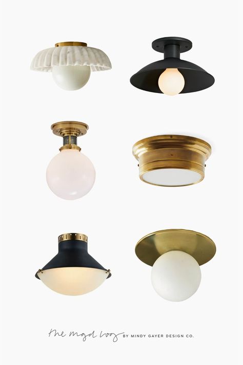 we put together this flush mount lighting roundup with all of our favorite modern, transitional, and just plain chic picks. if you're in need of new flush mounts, you'll want to check this post out! // interior design lighting, flush mount ceiling lights, flush mount chandelier, flush mount kitchen lighting, light fixtures, light fixtures kitchen, light fixtures hallway, light fixtures for low ceilings Light Fixtures Hallway, Light Fixtures For Low Ceilings, Ceiling Lights Flush Mount, Flush Mount Kitchen Lighting, Chandelier Flush Mount, Mindy Gayer Design, Hallway Light, Hallway Light Fixtures, Fixtures Kitchen