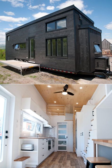 Ébène Tiny House Sleeps Five in 32ft Roomy and Comfortable Interior Mobile Tiny House Floor Plans, 2 Bedroom Tiny House Floor Plans Loft, 2 Bedroom Tiny House On Wheels, Tiny Home On Wheels Floor Plans, Tiny House On Wheels Interior, Tiny House On Wheels Floor Plans, 2 Story Tiny House, Tiny House Trailer Plans, Tiny House Mobile