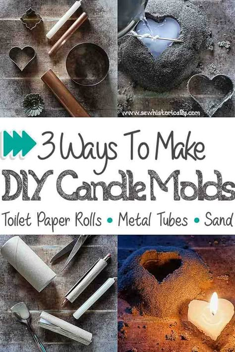 How To Make Silicone Candle Molds, Candle Making Molds Diy, Diy Candle Molds How To Make, Diy Candle Molds Ideas, Diy Tapered Candles, Unique Candle Making Ideas Diy, Candle Molds Ideas, Witchy Candles Diy, Sand Candles Diy