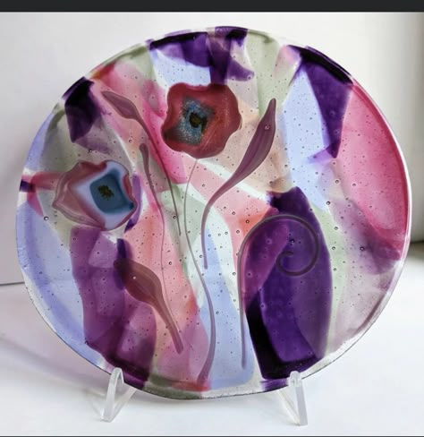 Fused Glass Plates Bowls, Fused Glass Artist, Watercolour Effect, Fused Glass Dishes, Fused Glass Wall Art, Fused Glass Bowl, Fused Glass Plates, Glass Fusion Ideas, Fused Glass Artwork