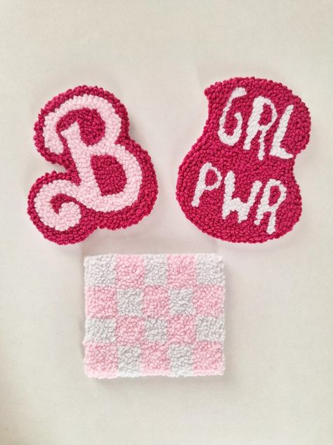 Taylor Swift Punch Needle, Barbie Punch, Barbie Coasters, Punch Needle Coaster, Punch Needling, Pink Diy, Art Coaster, Punch Needle Patterns, Needle Embroidery