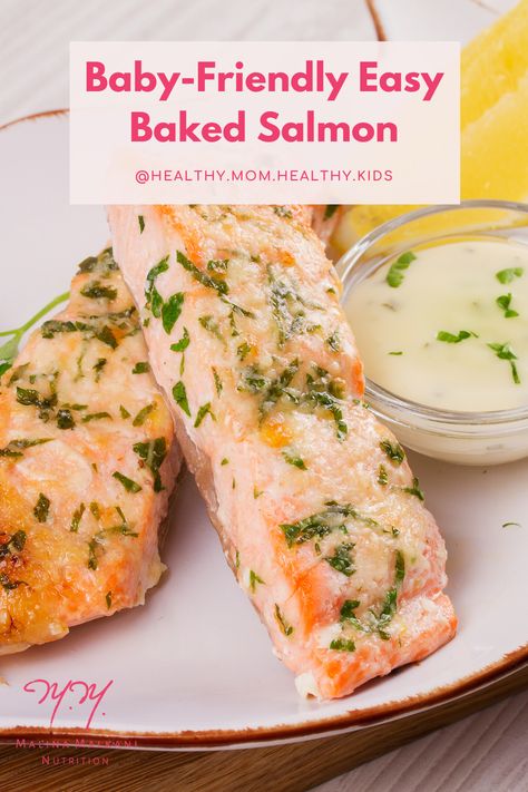 This Baby-Friendly, Easy Baked Salmon recipe works well during baby-led weaning and as a simple weekday meal for the entire family.   #BLWRecipes #BakedSalmon #BabyFriendlyRecipes Blw Salmon Recipe, Salmon Recipe For Baby, Baby Salmon Recipe, Salmon Recipes For Baby, Salmon Baby Led Weaning, Toddler Salmon Recipe, Salmon Toddler Recipe, Salmon For Toddlers, Blw Easy Recipes