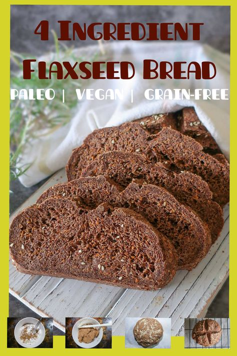 SLICED 4 INGREDIENT FLAXSEED BREAD GLUTEN FREE Gaps Bread, Flax Seed Bread Recipe, Hearty Bread, Flourless Bread, Flaxseed Flour, Flaxseed Bread, Fiber Bread, Gluten Free Lunch, Best Gluten Free Recipes