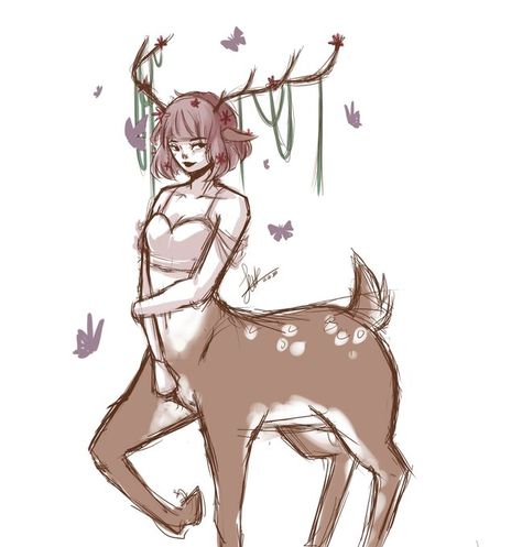 Deer Centaur Character Design, Deer People Art, Deer Oc Art, Deer Centaur Oc, Deer Person Character, Deer Humanoid, Centaur Deer, Centaur Sketch, Deer Hybrid Human