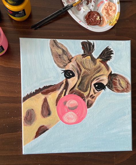 Easy Giraffe Painting, Yarn Painting Art, Giraffe Painting, Yarn Painting, Simple Acrylic, Adoption Day, Simple Acrylic Paintings, Acrylic Paintings, Free Time