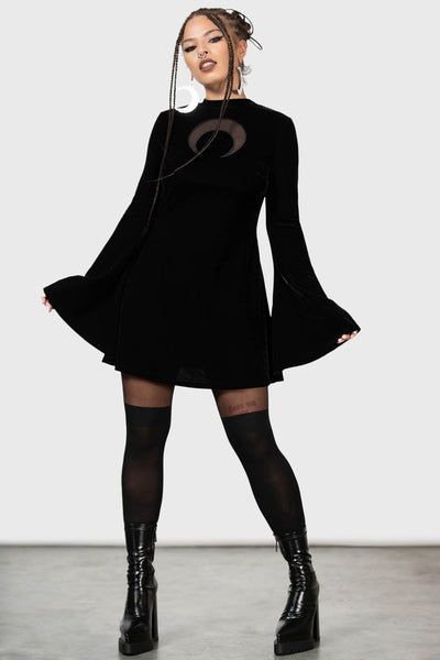 Reap Mini Dress Curvy Goth Outfit, Clean Goth, Main Aesthetic, Moon Cutout, Vestidos Pin Up, Witchy Dress, Killstar Dress, Plus Size Goth, Alternative Dress