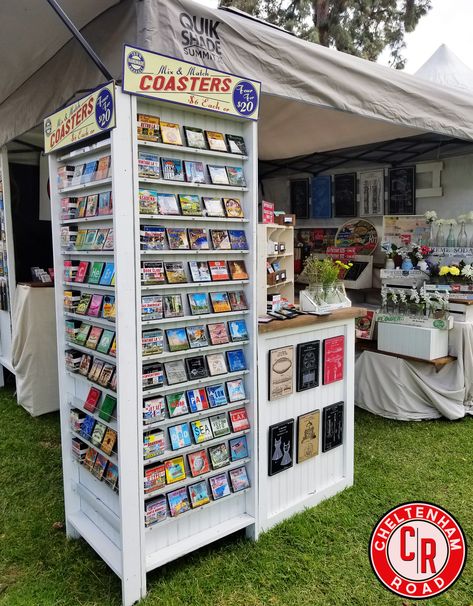 Coaster Display Ideas Craft Fairs, Vendor Display Table, Fair Setup, Sales Table, Coaster Display, What About Me, Art Fair Booth, Craft Show Booths, Festival Booth