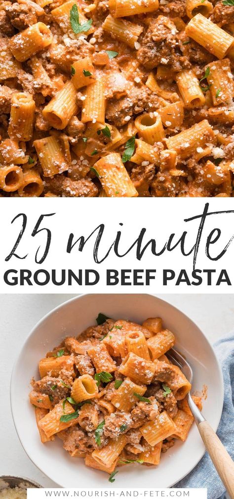 This easy and flavorful Ground Beef Pasta recipe is ready in about 25 minutes using everyday ingredients. It's perfect for simple family dinners!