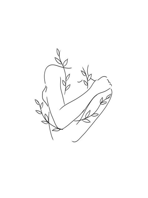 Silhouette Tattoo Women, Dainty Tattoos About Self Love, Love Red Tattoo, One Line Self Love Tattoo, Fineline Self Love Tattoo, Self Love Line Tattoo, Female Line Tattoo, Feminine Outline Tattoo, Women Hugging Herself Tattoo