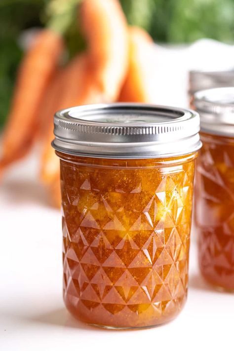 Carrot Preserves - An Easy Carrot Cake Jam Recipe Carrot Cake Jam Recipe, Carrot Preserves, Carrot Cake Jelly, Carrot Jam Recipe, Banting Food List, Carrot Jam, Carrot Cake Jam, Canned Carrots, Sugar Carrots