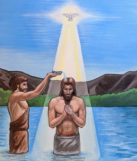 Jesus Baptised, Jesus Baptism, Baptism Of Jesus, Baptism Pictures, The Jordan River, Happy Feast, Jordan River, Worship Art, Children's Stories