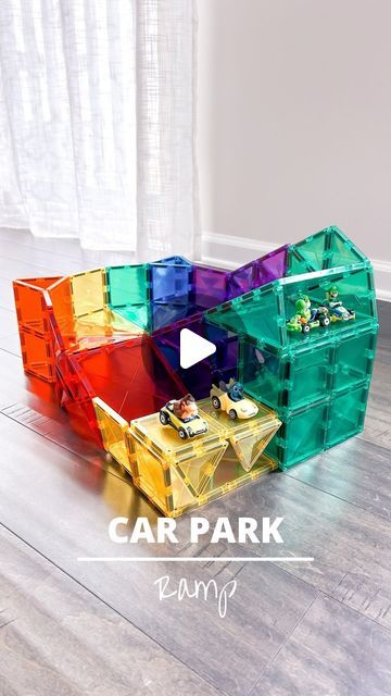 Magna Tiles Car Ramp, Magna Tile Ramp, Magnet Tile Ramp, Magnatiles Car Ramp, Magnatiles Ramp, Magnetic Blocks Ideas, Magna Tiles Ideas For Kids, Magnet Tiles Building Ideas, Connetix Ideas