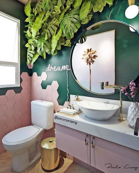 Tropical Bathroom Decor, Design Interior Baie, Toilette Design, Salon Suites Decor, Tropical Bathroom, Beauty Room Decor, Beauty Salon Decor, Salon Interior Design, Decor Baie