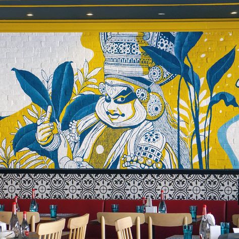 Mural Painting on Behance Mural Cafe, Mural Art Design, Direction Illustration, Wall Art Diy Paint, Kerala Mural Painting, Corporate Art, Wall Murals Painted, Make Your Dreams Come True, Graffiti Murals