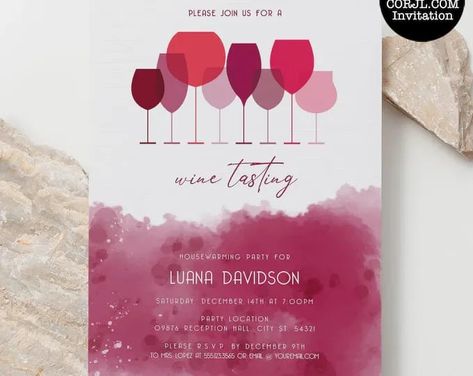 Wine Tasting Party, Adult Party, Wine Tasting Invitation, Adult Invitation, Wine Housewarming Invitations, Printable Invitation, Wine Themed Wine Invitation Design, Wine Tasting Invitation, Wine Invitation, Housewarming Invitations, Background Matching, Safari Invitations, Free Edit, Custom Party Invitations, House Warming Invitations