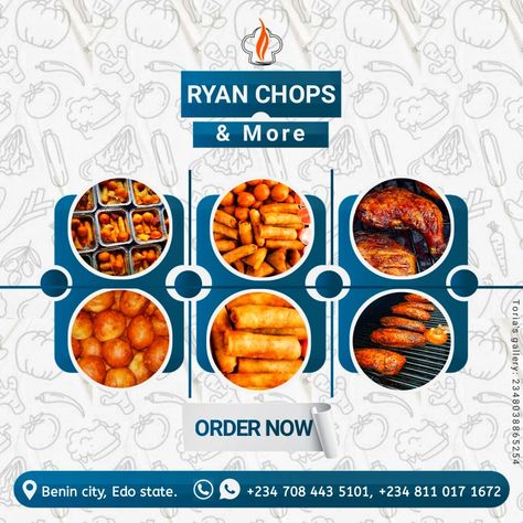 Flyer for a Food, small chops and more selling brand Small Chops, Small Business Logo Design, Banner Design Inspiration, Flower Logo Design, Photoshop Design Ideas, Restaurant Flyer, Graphic Design Flyer, Motion Design Video, Photoshop Tutorial Design