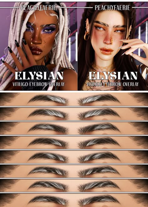 female sims with vitiligo eyebrow overlays Sims 4 Alpha Brows, Natural Lashes Sims 4 Cc, Ts4 Face Tattoo Cc, Eyebrow Sims 4, Sims 4 Cc Makeup Eyebrows, Sims 4 Vitíligo Cc, Maxis Match Eyebrows, Sims4 Makeup Cc, Sims 4 Cc Eyebrows