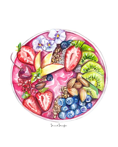 Food Art Drawing, Food Art Illustration, Dnd Food, Watercolor Painting Tutorial, Food Watercolor, Sublimacion Ideas, Recipe Journal, Drawing Water, Cafe Aesthetic