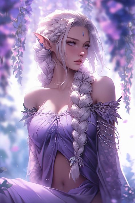 Elf Female, Elf, Purple