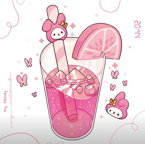 Spilled Drink Drawing, Aesthetic Drinks Drawing, Meyoco Art, Drinks Drawing, Drink Drawing, Spilled Drink, Sanrio Aesthetic, Secret Secret, Aesthetic Drinks