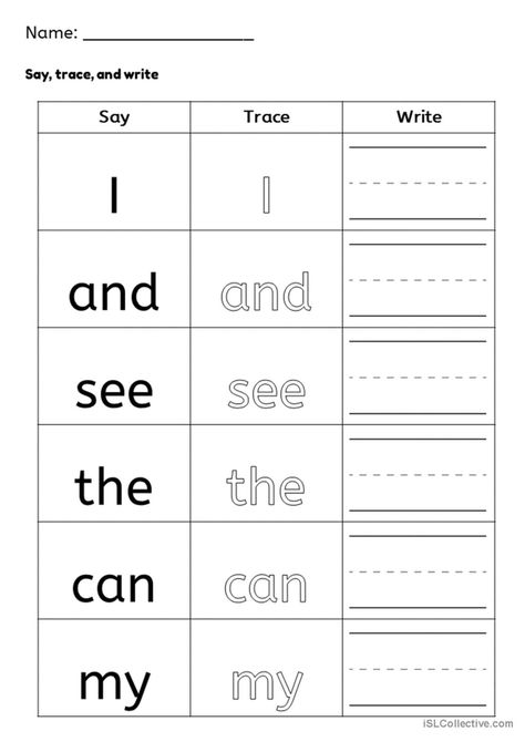 Fry Sight Words 1 (Part 1): English ESL worksheets pdf & doc Sight Word To Worksheet, Fry Sight Word Activities, Sight Word Like Worksheet, Kindergarten Vocabulary Words, Sight Words Preschool, Preschool Sight Words Activities, Sight Word Worksheets Free, 1st Grade Spelling, Kindergarten Vocabulary