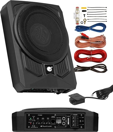 Planet Audio P10AWK Amplified Car Subwoofer - 1000 Watts, Low Profile, 10 Inch Subwoofer, 8 Gauge Amplifier Installation Kit Included. Great for Vehicles That Need Bass But Have Limited Space Underseat Subwoofer, Sound System Car, Electronic Circuit, Car Subwoofer, Car Sounds, Car Audio Systems, Electronics Circuit, Power Amplifiers, Audio System