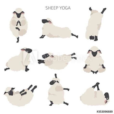 Sheep yoga poses collection. Farm animals set. Flat design #AD , #poses, #collection, #Sheep, #yoga, #Farm Bunny Yoga, World Yoga Day, Animal Yoga, Yoga Books, International Yoga Day, Animal Sounds, Yoga Day, Yoga Art, Arctic Animals