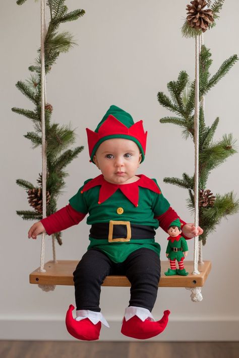 Easy Christmas Family Photos with Baby You Can Do at Home Diy Christmas Photo Props, Grinch Baby Photoshoot, December Baby Photoshoot, Christmas Family Photos With Baby, First Christmas Photo Ideas, Cozy December, Diy Christmas Photo, Christmas Photo Ideas, Giant Candy Cane