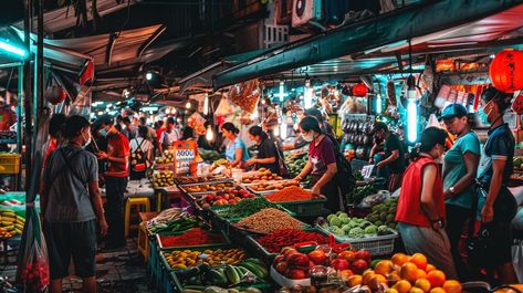 "Bustling #NightMarket: #Vibrant night market bustling with activity, showcasing a variety of #FreshProduce and colorful #Lanterns. #market #night #bustling #fresh #produce #aiart #aiphoto #stockcake ⬇️ Download and 📝 Prompt 👉 https://stockcake.com/i/bustling-night-market_478180_314467." Vietnam Night Market, Colorful Lanterns, Stone Archway, Forest Color, Night Market, Food Illustration, Music Love, Fresh Produce, Free Stock Photos