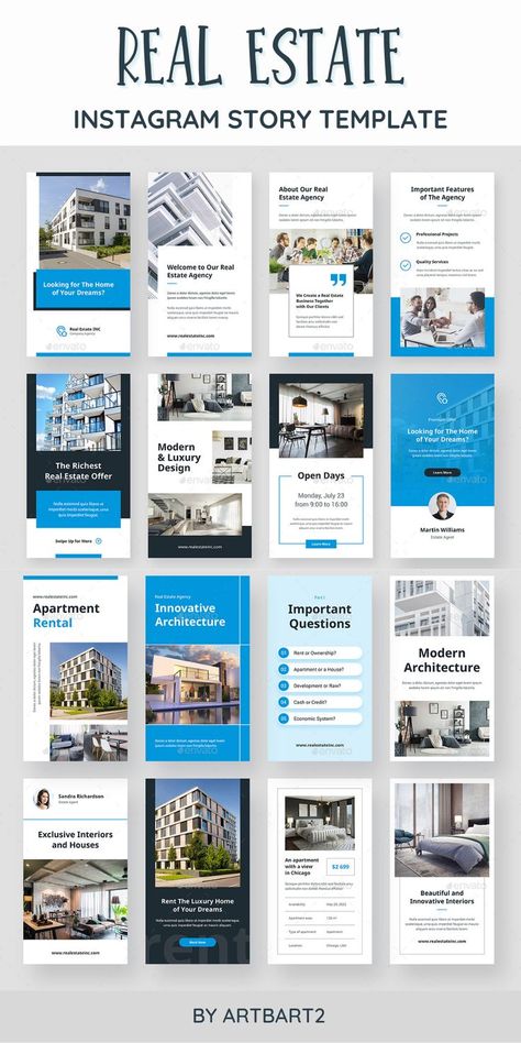 Real Estate Instagram Story Template was created for Real Estate Agents that can present new apartments, houses & buildings for sale through Instagram. Real estate instagram story, real estate creative ads social media, Instagram post template business, instagram real estate template, instagram template design, instagram template aesthetic, Instagram story template, Instagram story design inspiration, Ig feed design, Social media design, Best instagram template #instagram #realestate Instagram Post Template Business, Ig Feed Design, Real Estate Creative Ads, Instagram Fonts, Story Template Instagram, Real Estate Instagram, Social Media Content Planner, Real Estate Agent Marketing, Instagram Font