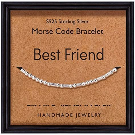 Suyi Best Friend Morse Code Bracelet Gift for Birthday 925 Sterling Silver Beads Link Bracelet for Women Girls Best Friend: Amazon.co.uk: Jewellery Morse Code For Best Friend, Best Friend In Morse Code, Mores Code Bracelet Bff, Friendship Bracelets Morse Code, Morse Code Bracelet Best Friends, Best Friend Morse Code Bracelet, Moris Code Bracelet, Silk Cord Jewelry, Best Amazon Gifts