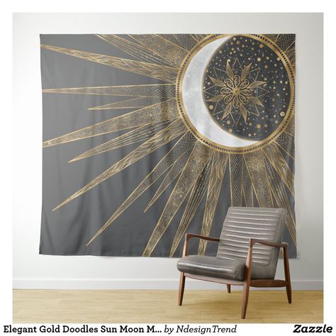 Sun Moon Mandala, Celestial Room, Sun And Moon Mandala, Moon Mandala, Zen Room, Spiritual Decor, Moon Decor, Mandala Tapestry, Yoga Room