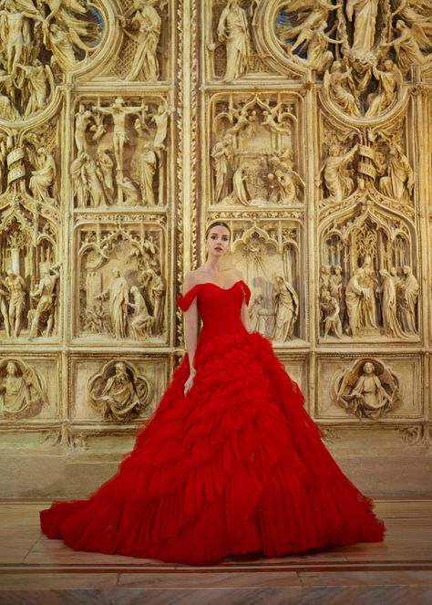 Forevermore | Randy Fenoli Bridal Randy Fenoli Wedding Dress, Wedding Dress Red, Randy Fenoli, Red Ball Gown, Fairytale Gown, Bridal Atelier, Kleinfeld Bridal, Red Wedding Dresses, Long Veil