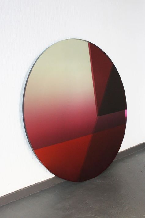 design museum gent explores color in contemporary design with 'kleureyck' exhibition Big Round Mirror, Sabine Marcelis, Stained Glass Windows Church, Colored Mirror, Glass Installation, Red Mirror, Soyut Sanat Tabloları, Sculptural Object, Round Mirror