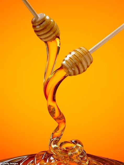 ‘Heat it up [in a saucepan on the hob]: fake honey will bubble or burn, while real honey caramelises,’ she explains.    ‘Second – drop some honey in a glass of water. Fake honey will dissolve, at least partially, while real honey will settle at the bottom of the glass.’    Finally, you could see what happens over time: If left in a cool dark place for several months, real honey will naturally crystallise, hardening and developing a grainier texture. ‘Fake honey,’ says Ella, ‘does not.’ Fake Honey, Honey Art, Honey Photography, Real Honey, Honey Packaging, Honey Design, Bee Tattoo, Bee Honey, Organic Honey