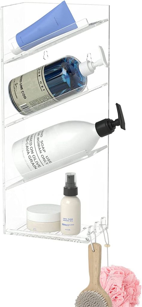 AITEE Acrylic Bathroom Organizer Shower Caddy, Clear Shampoo Holder Organizer Shelf Wall Mounted, Shower Organizer with Suction Cup, No Drilling and Rustproof, Sturdy and Durable - One Shelf Clear Acrylic Shelves, Acrylic Shelves, Shampoo Holder, Acrylic Bathroom, Clear Shampoo, Shower Organizer, House Organization, Shower Rack, Organizer Shelf