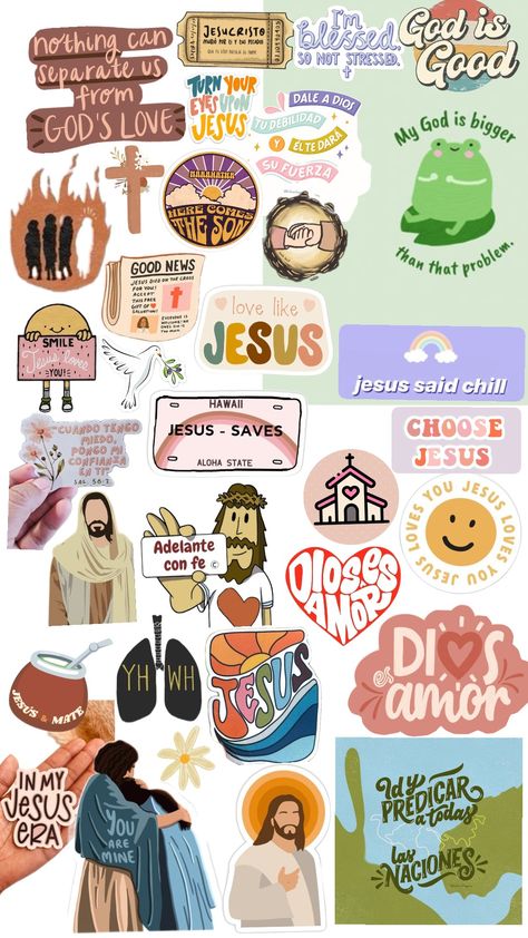 stickers 1 Biblical Stickers, Bible Journal Stickers, Jesus Stickers, Bible Stickers, Stickers Jesus, Christian Drawings, Christian Bible Study, Prayer Board, Christian Quotes Inspirational