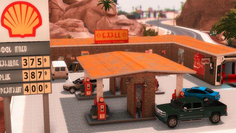 Sims 4 Gas Station Cc, Sims 4 Cars Free, Sims 4 Gas Station, Sims Cheats, Sims 4 Jobs, Sims 4 Restaurant, Black Simmer, Cc Folder, Car Station